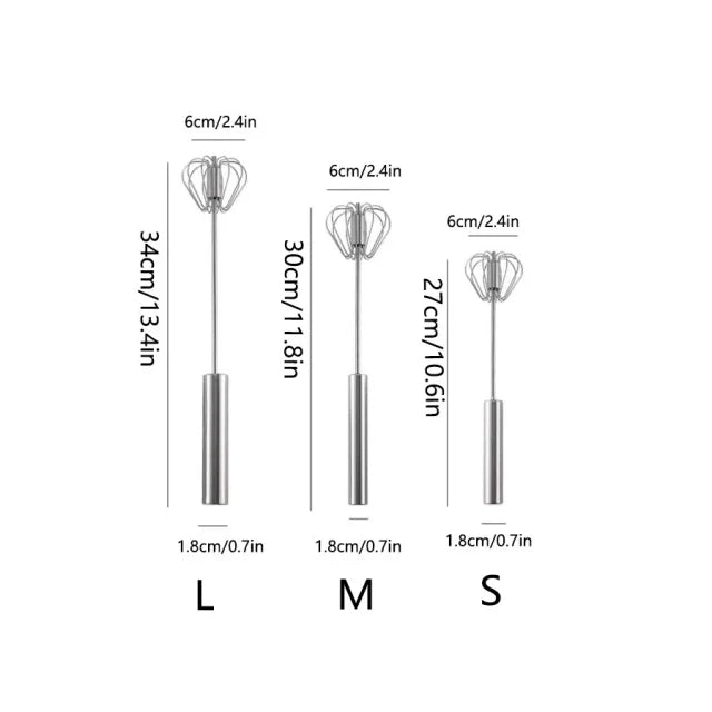 Semi-Automatic Egg Whisk — Stainless Steel Manual Stirring Rod & Cream Blender