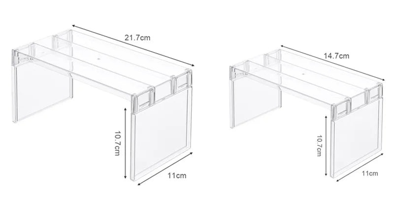 Layered Refrigerator Shelf Organizer — Transparent Stackable Storage Rack