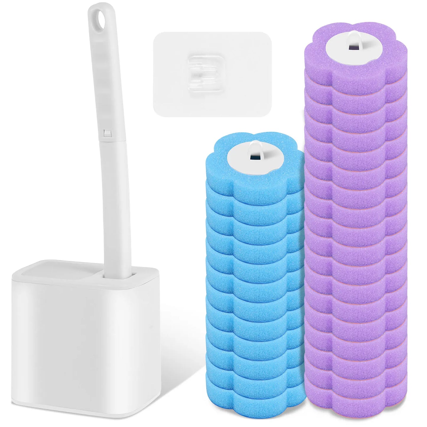 Disposable Toilet Brush Kit – Replacement Heads with Long Handle & Wall Mount