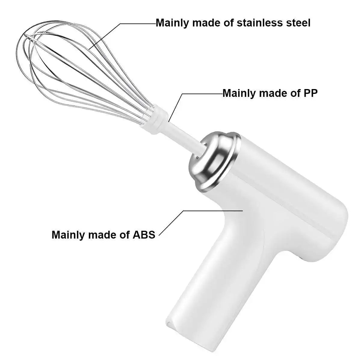 Wireless Electric Egg Beater — Handheld Food Mixer with 3 Speed Settings