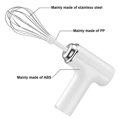 Wireless Electric Egg Beater — Handheld Food Mixer with 3 Speed Settings