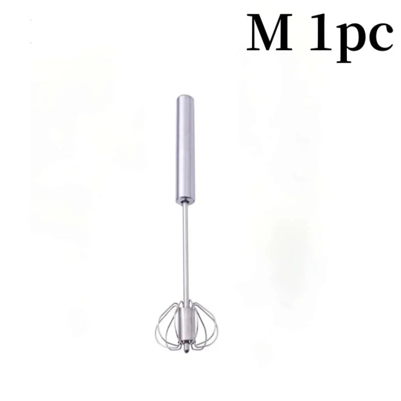 Semi-Automatic Egg Whisk — Stainless Steel Manual Stirring Rod & Cream Blender