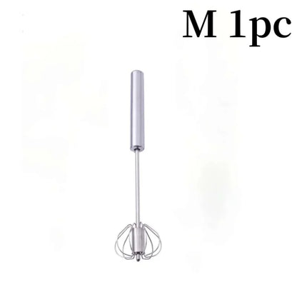 Semi-Automatic Egg Whisk — Stainless Steel Manual Stirring Rod & Cream Blender