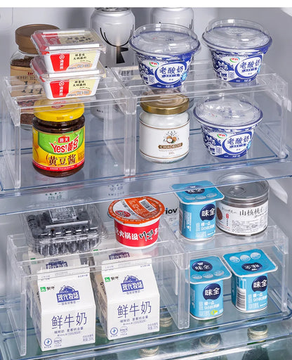 Layered Refrigerator Shelf Organizer — Transparent Stackable Storage Rack