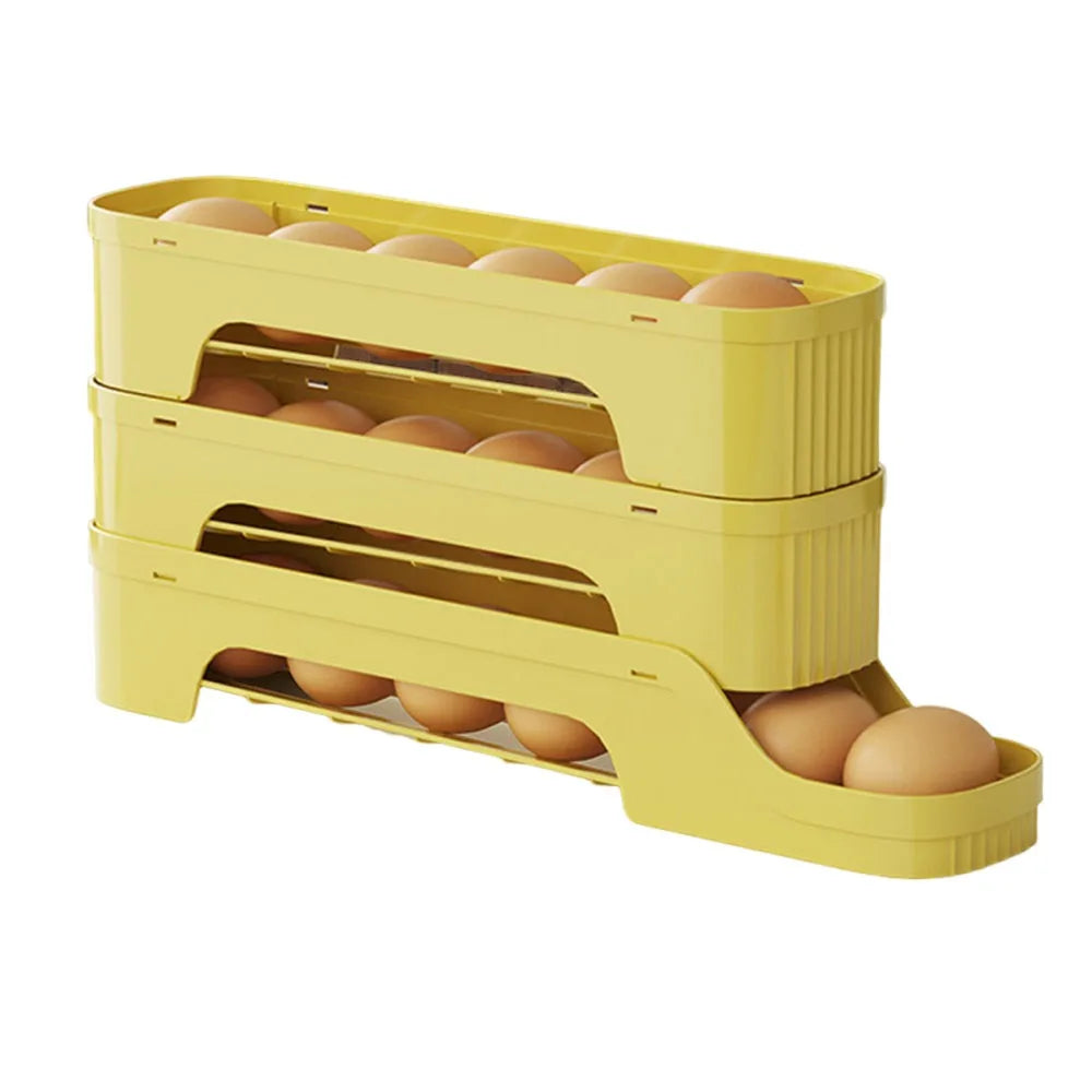 Durable Slide Egg Organizer Rack — 2, 3 & 4 Layer | Large Capacity Fridge Storage Box