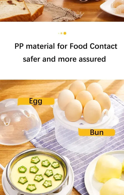 Double Layer Electric Egg Cooker & Steamer — Boil, Poach & Steam Eggs and Veggies
