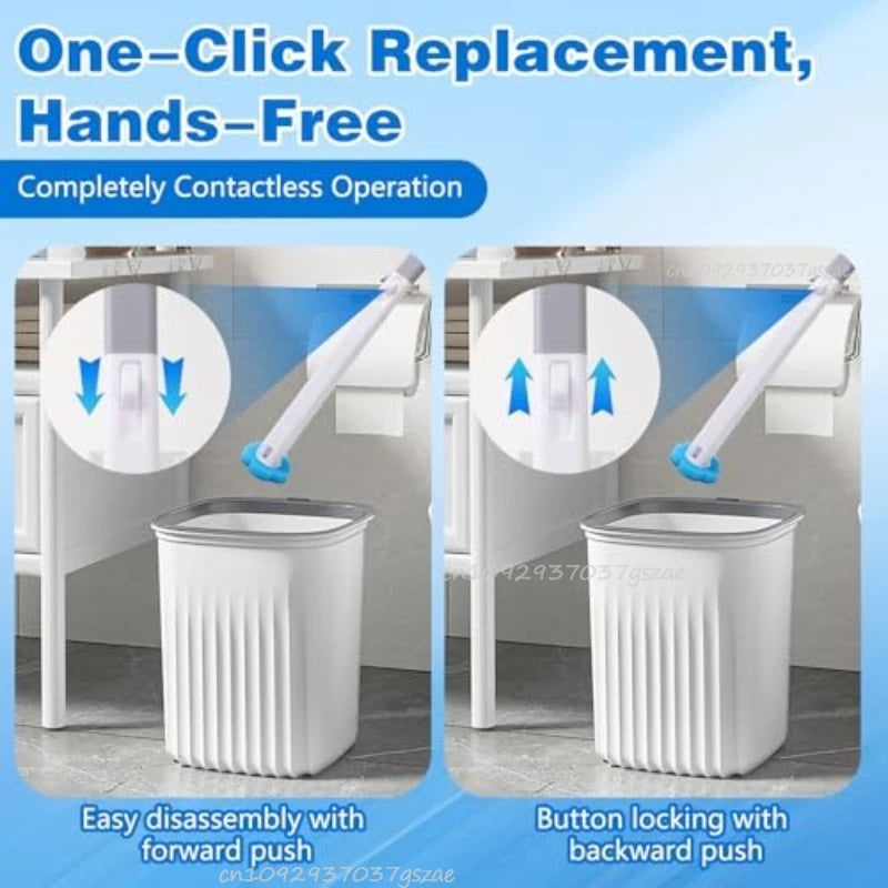 Disposable Toilet Brush – One-Click Replacement Heads, Wall Mounted