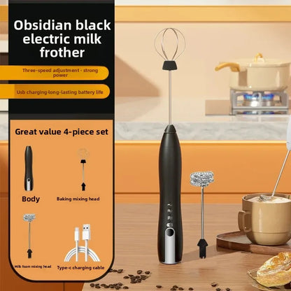 2-in-1 USB Rechargeable Electric Egg Beater & Milk Frother — Double Head Whisk