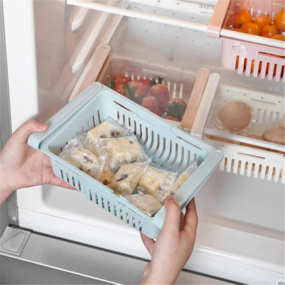 Hanging Fridge Organizer — Egg & Fruit Drawer Basket with Shelf