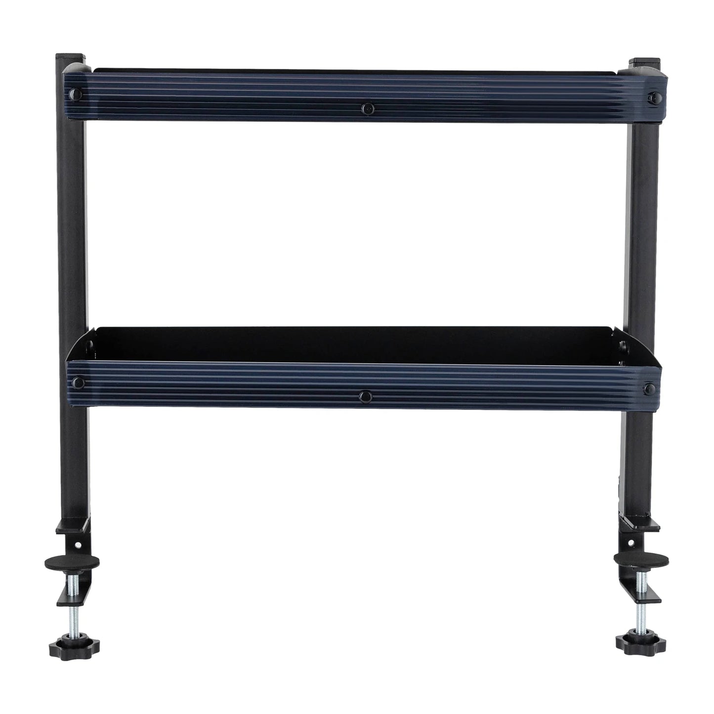 2-Tier Clamp-On Desk Shelf — Above or Under Table Corner Organizer, Black