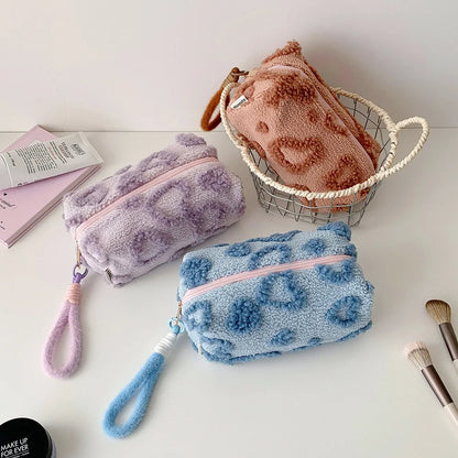 Plush Love Heart Cosmetic Bag – Travel Makeup Organizer