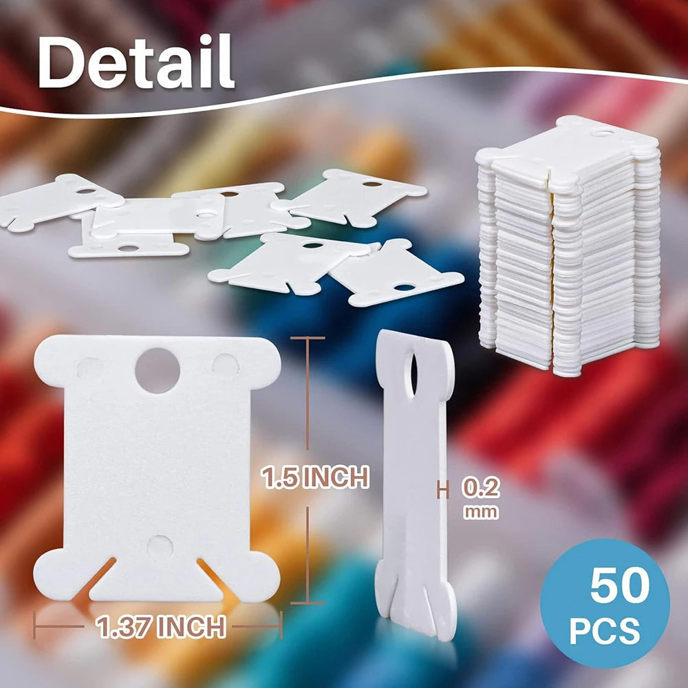 Plastic Embroidery Floss Bobbins — Thread Organizer for Cross Stitch & DIY Sewing (50 or 100pcs)