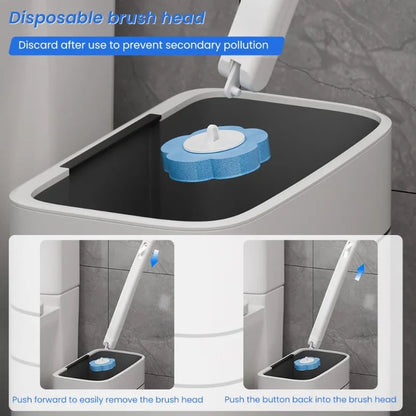 Disposable Toilet Brush – One-Click Replacement Heads, Wall Mounted