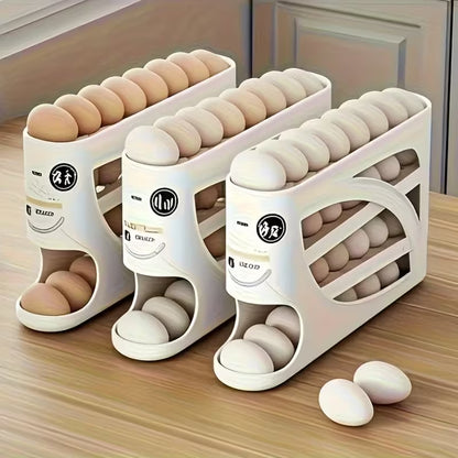 4-Layer Rolling Egg Rack – Automatic Sliding Multi-Layer Stackable Egg Storage