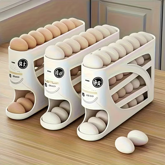 4-Layer Rolling Egg Rack – Automatic Sliding Multi-Layer Stackable Egg Storage