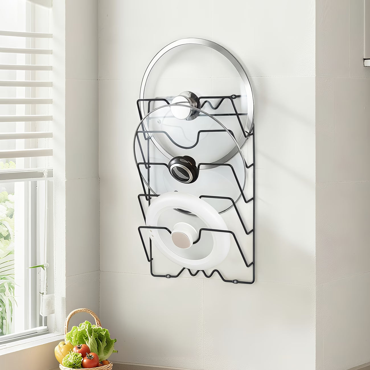 Durable Metal Hanging Pot Lid Storage Rack