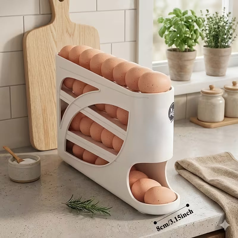 4-Layer Rolling Egg Rack – Automatic Sliding Multi-Layer Stackable Egg Storage