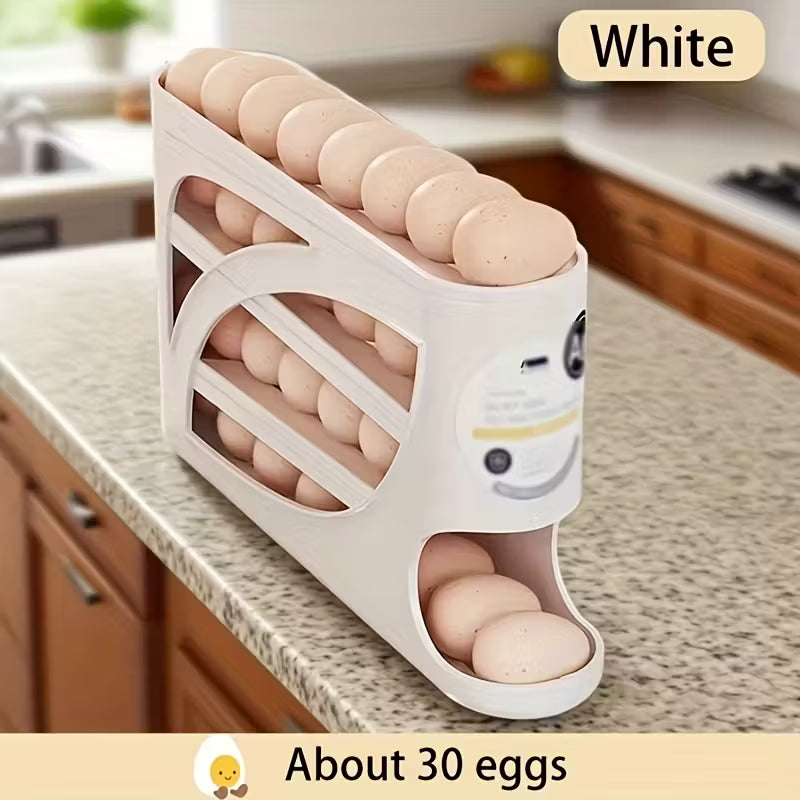 4-Layer Rolling Egg Rack – Automatic Sliding Multi-Layer Stackable Egg Storage